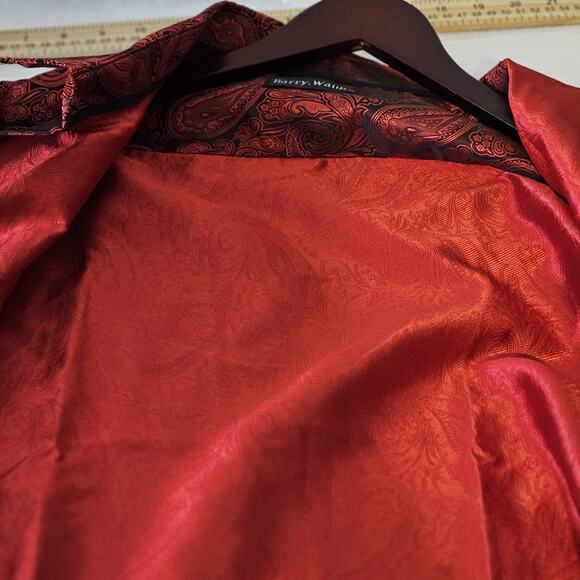 Barry Wang Mens Silk Iridescent Paisley Button Up Shirt Long Sleeve Size XL NWOT - Picture 3 of 9